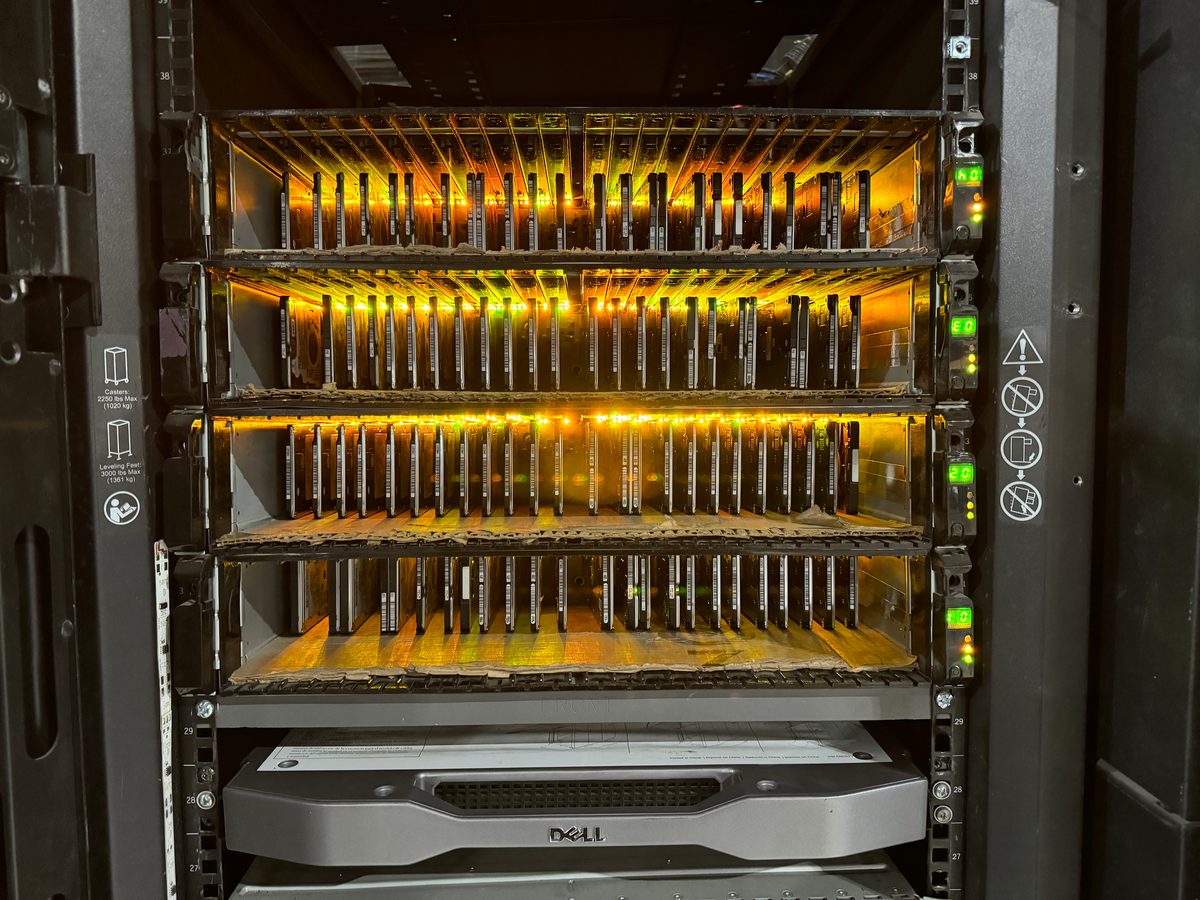 Corporate IT equipment staged for secure data destruction and refurbishment